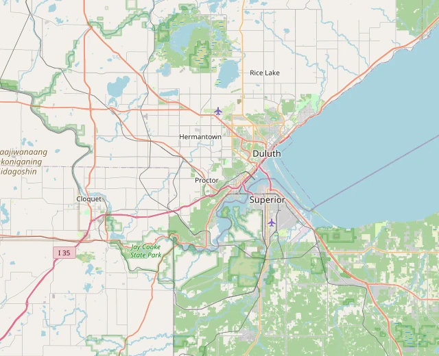 Map of Duluth, Superior and the towns around the Twin Ports where Duluth Detail works